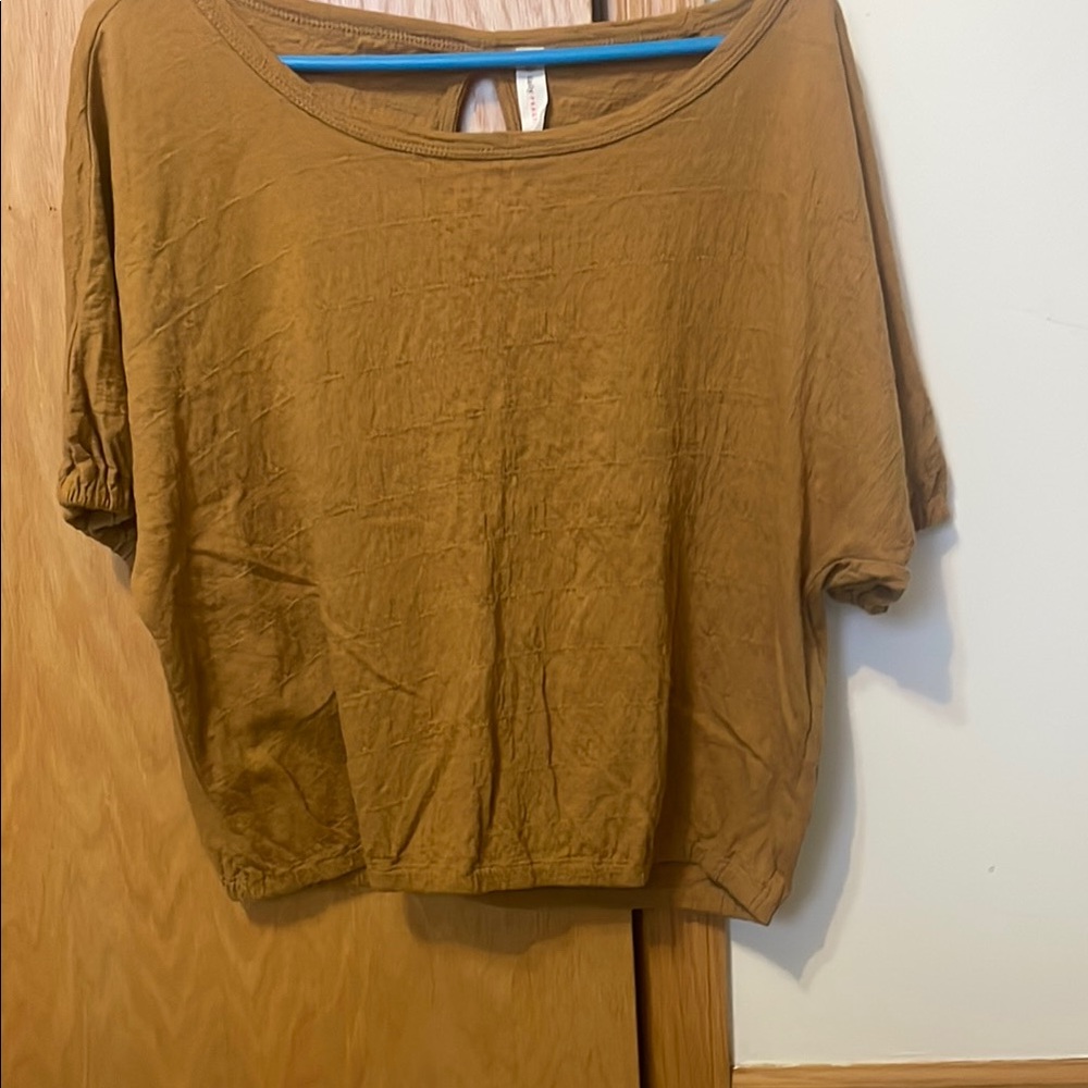 Anthropologie Short Sleeve Tee - Mustard Brown